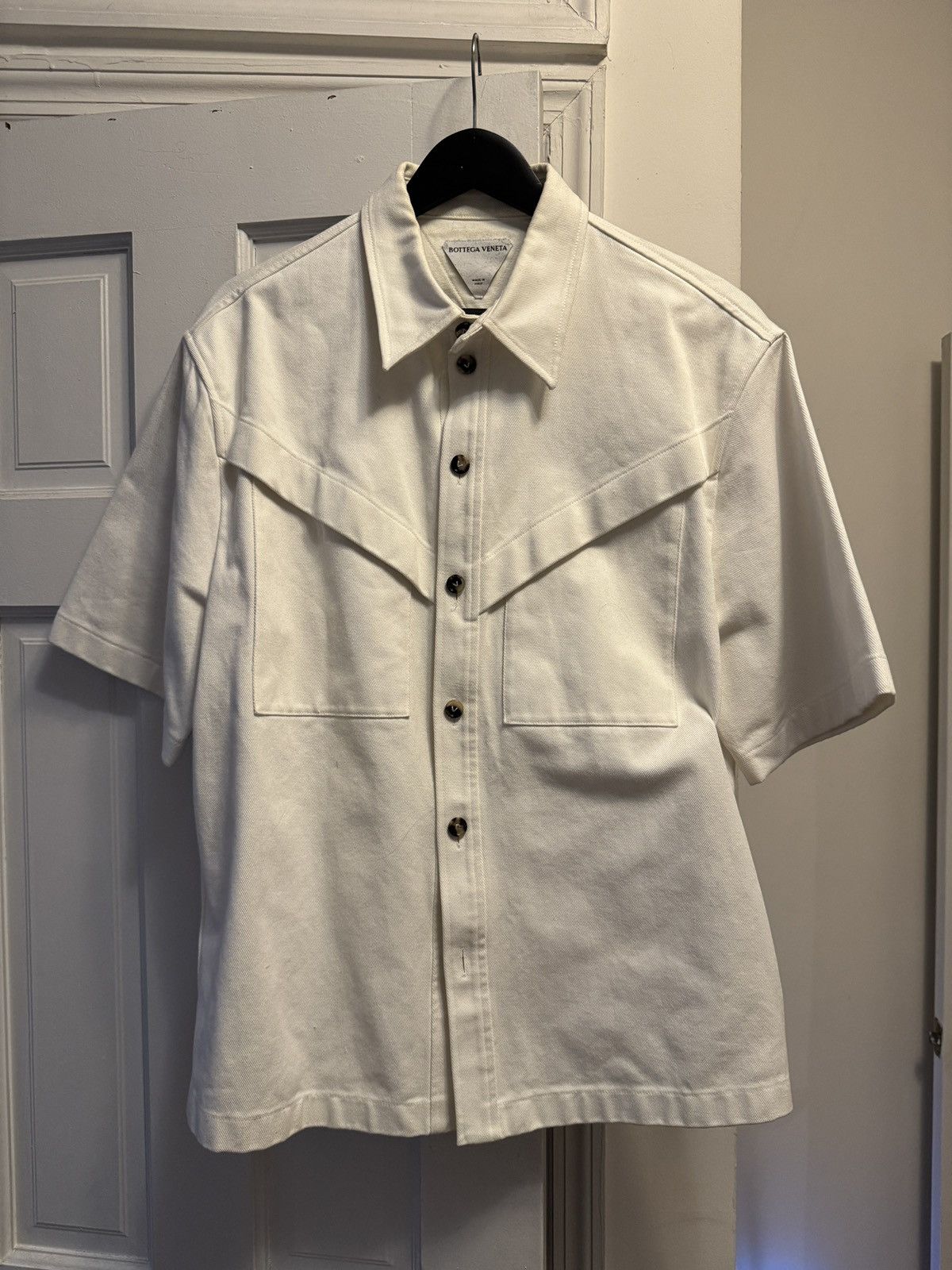 Bottega Veneta Cotton twill button up short sleeve Size US S / EU 44-46 / 1 - 1 Thumbnail