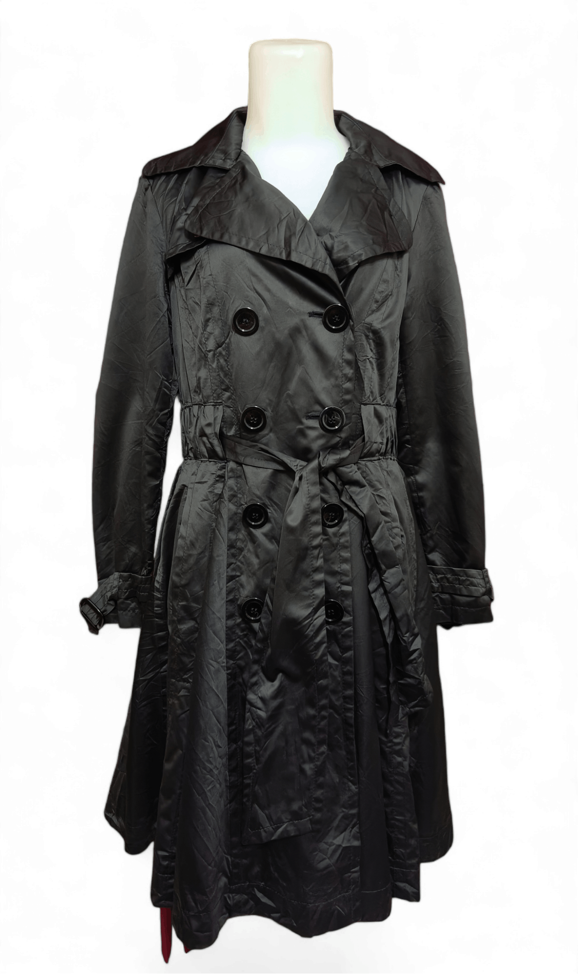 Other Vintage ZARA Basic Women Black Trench Coat Size L / US 10 / IT 46 - 3 Thumbnail
