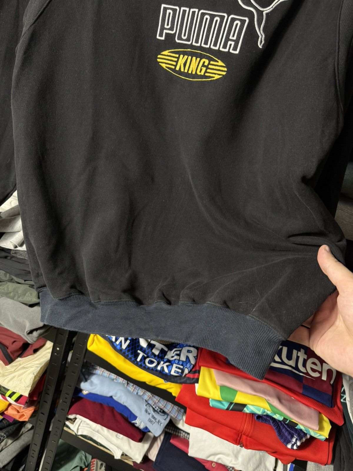 Puma Vintage Puma King Sweatshirt Black V Neck Logo Pullover Mens Size US M / EU 48-50 / 2 - 5 Thumbnail