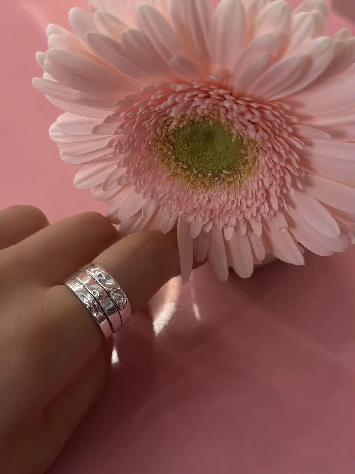 Jewelry Silver Color Face Three Stack Finger Ring ( 7/8/9) Size ONE SIZE - 3 Thumbnail