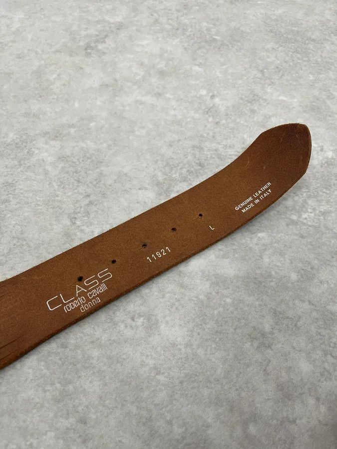 Roberto Cavalli 2000s Cavalli Scorpion Buckle Brown Suede Leather Belt Size ONE SIZE - 6 Thumbnail