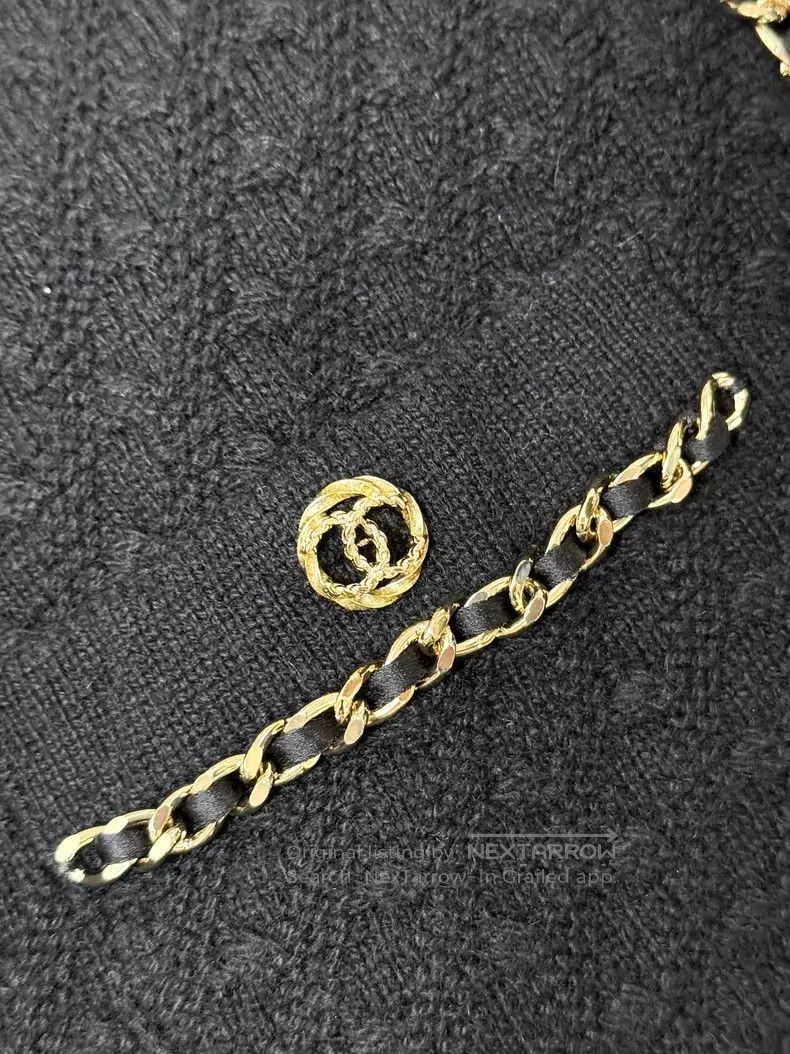 Chanel Chanel Leather-wear chain rolled edge two-pocket knitted j Size XS / US 0-2 / IT 36-38 - 3 Thumbnail