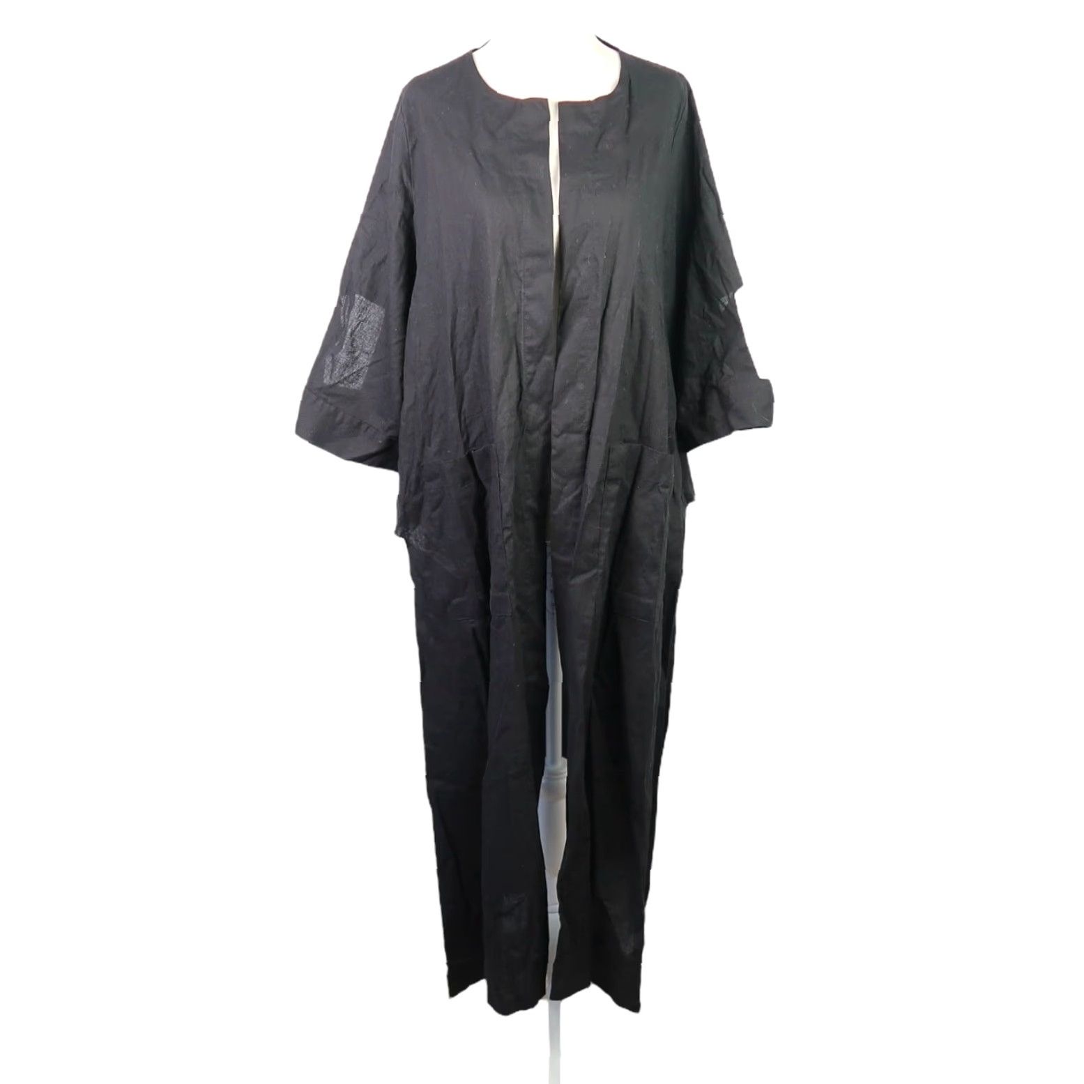 Layer 8 Elham Mahtabi Black Cotton Kimono Duster Jacket Women's Long Jacket Bohemian Casual Layering L Size L / US 10 / IT 46 - 2 Thumbnail