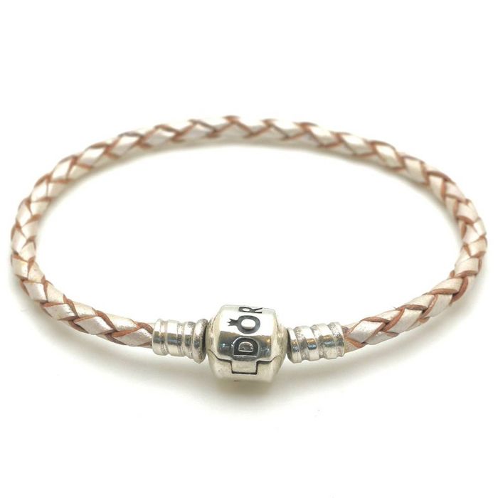 Single Champagne White Leather Bracelet