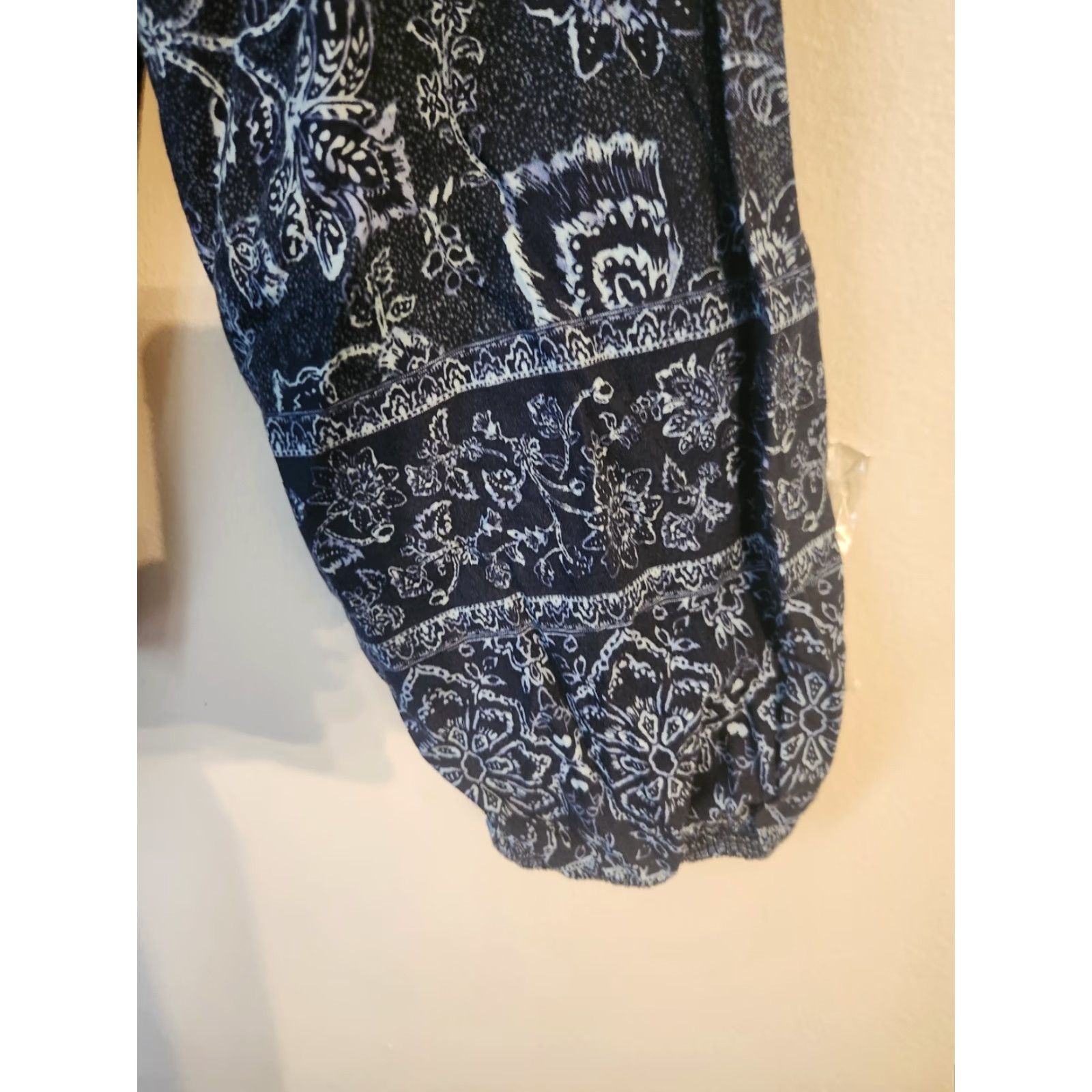 Vintage Time And Tru Blue Paisley Button Down Peasant Top XL Blouse Women's Casual Long Sleeve Round Neck Cotton Rayon Paisley Boho Size XL / US 12-14 / IT 48-50 - 3 Thumbnail