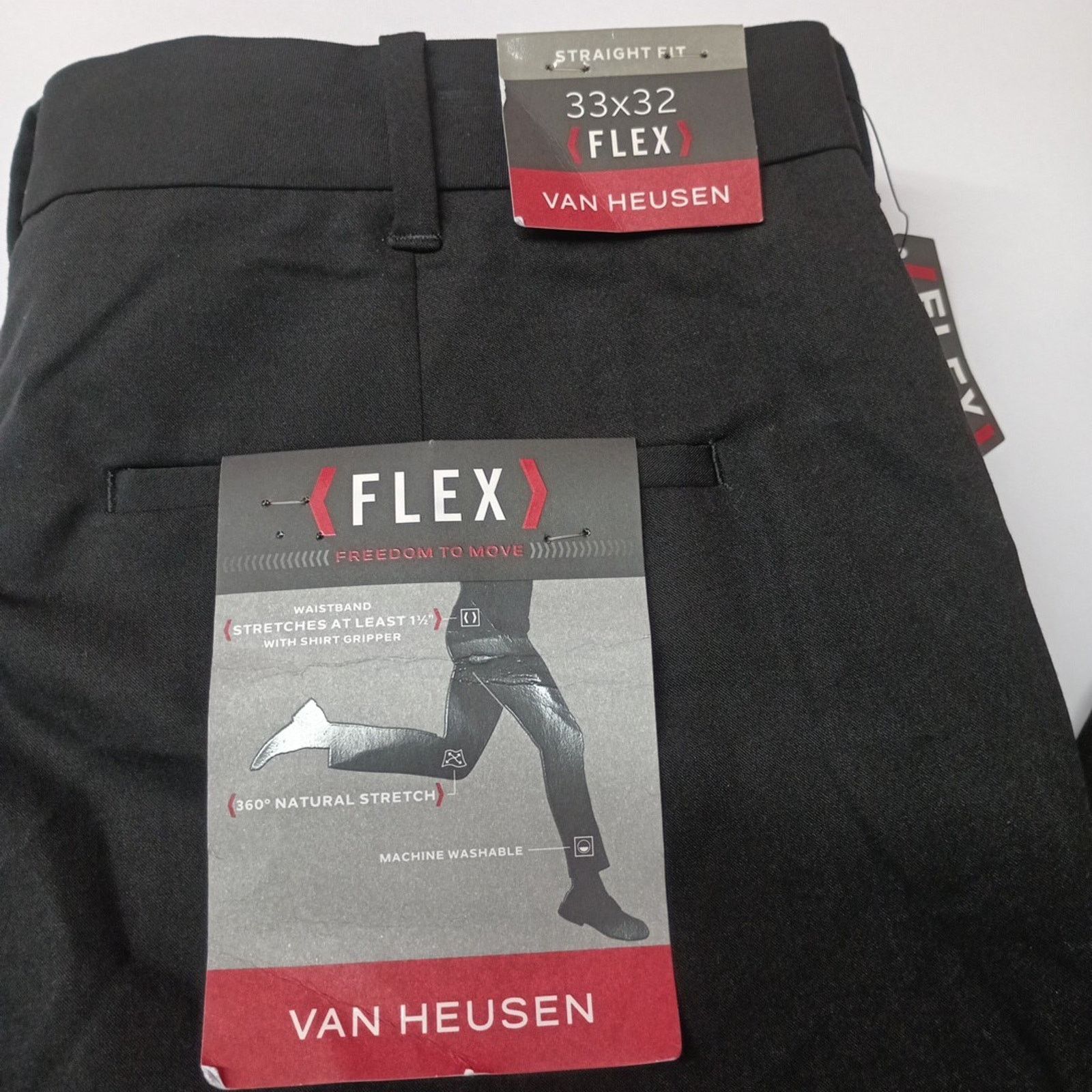 Van Heusen Van Heusen Dress Pants Men's 33x32 Black Flat Front Slacks Size US 33 - 2 Thumbnail