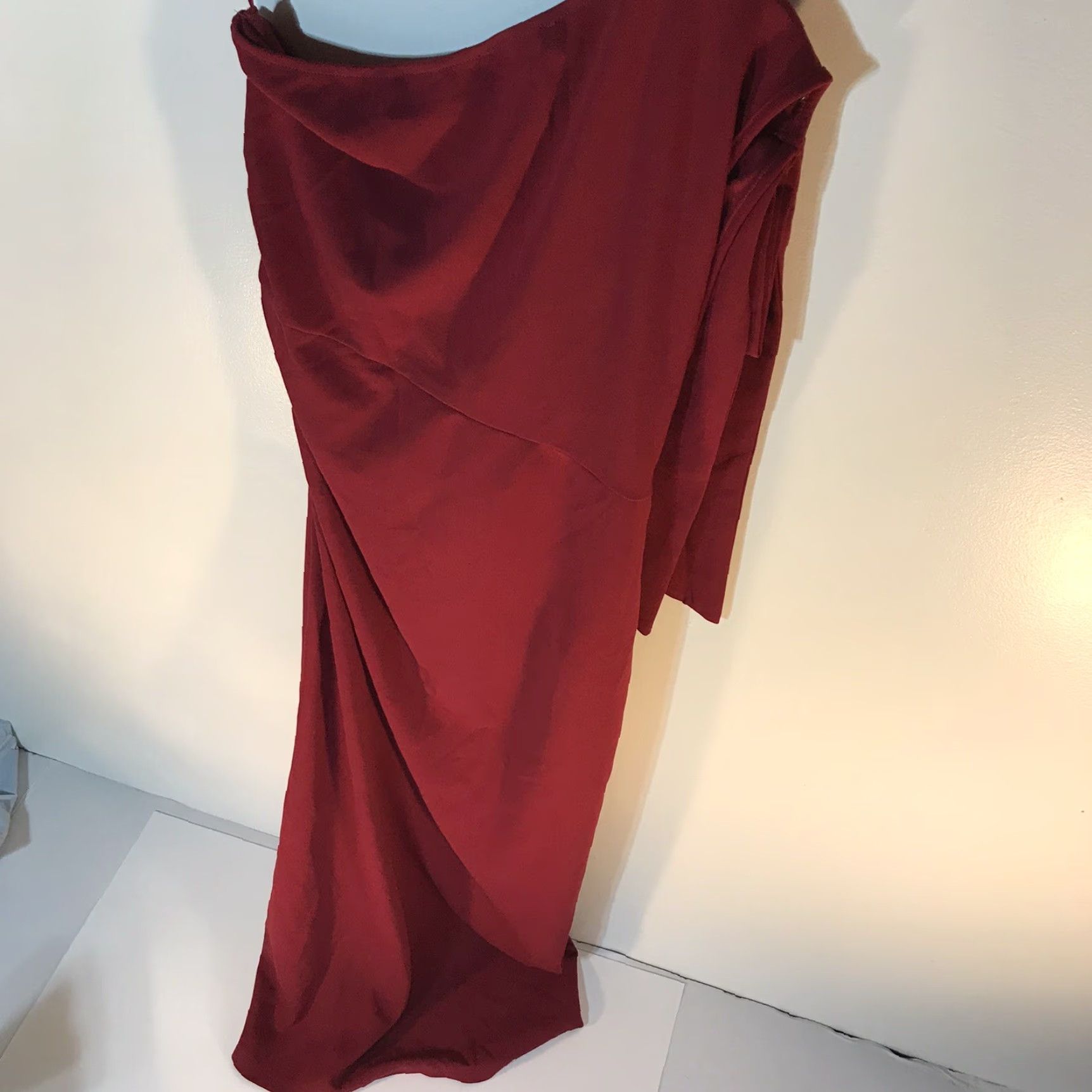 Vintage PRETTY GARDEN Red One-Shoulder Maxi Dress Womens Size L Formal Size L / US 10 / IT 46 - 5 Thumbnail