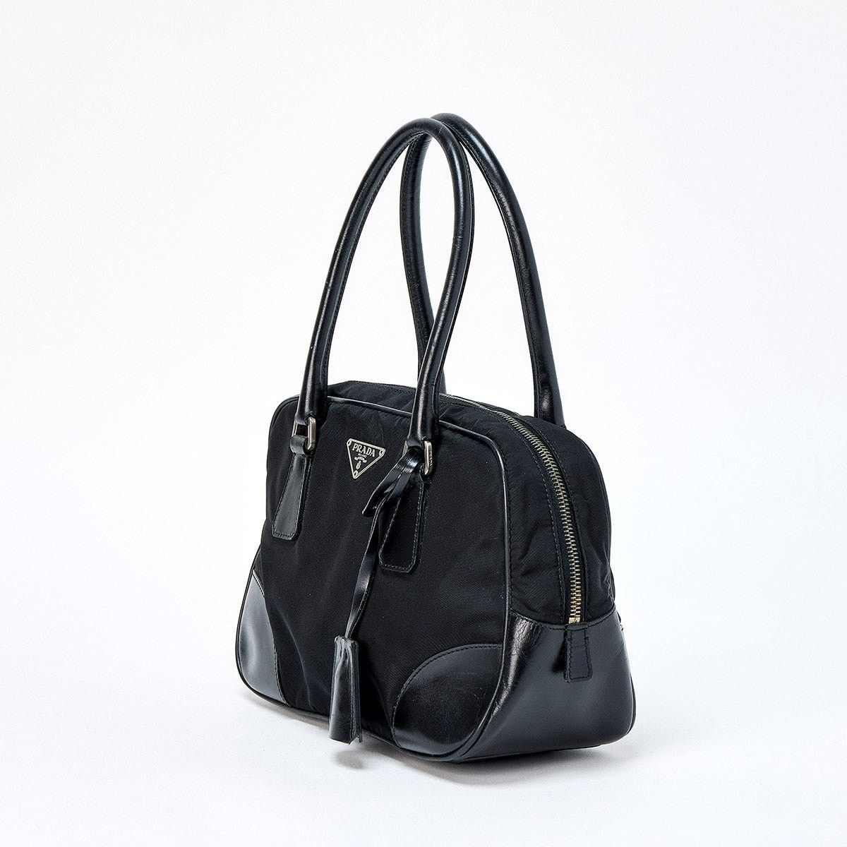Prada Prada Tessuto Triangle Handbag Black Silver Size ONE SIZE - 4 Thumbnail