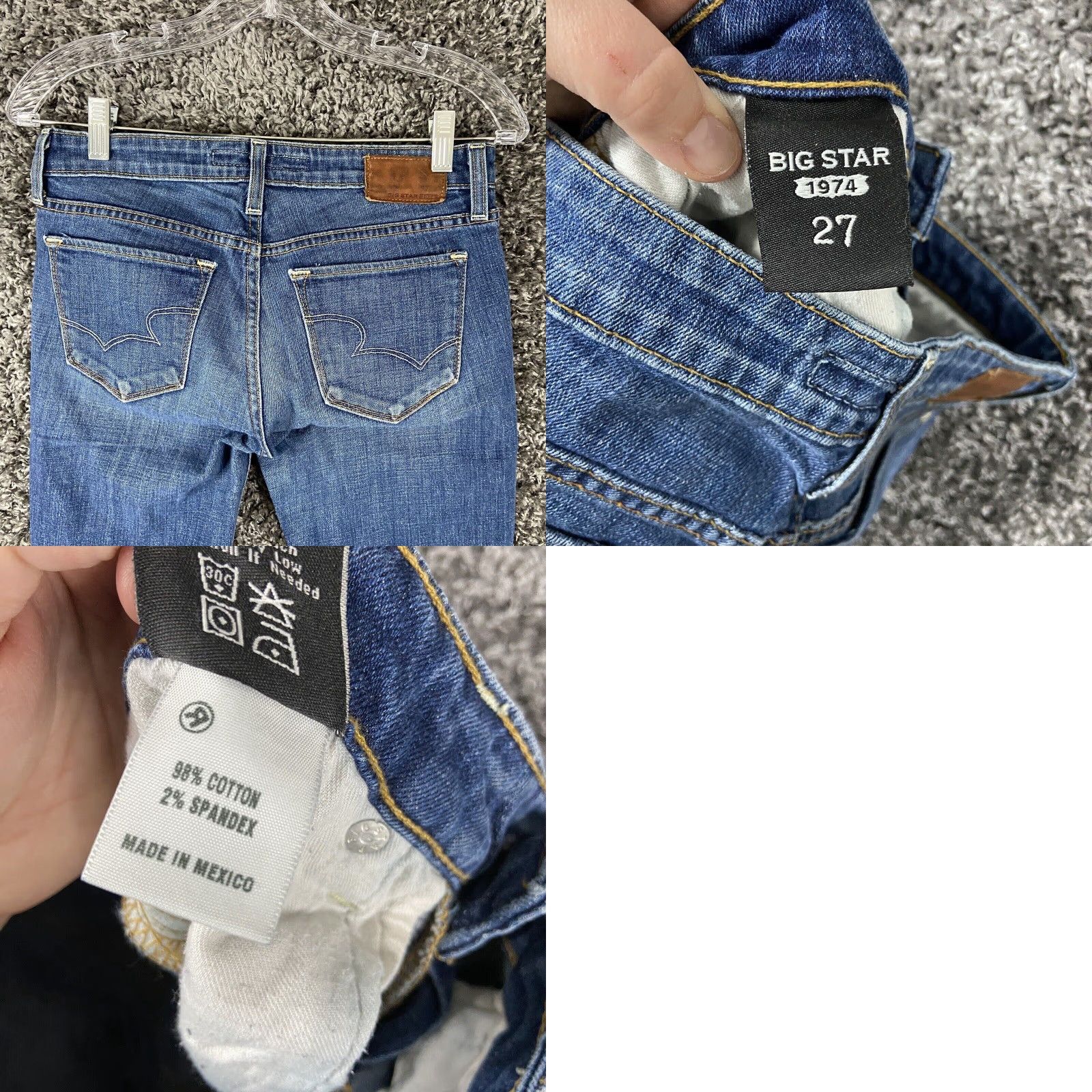 Vintage BIG STAR 1974 Rikki Low Rise Cropped Blue Jeans Womens 27 Size 27" / US 4 / IT 40 - 8 Thumbnail