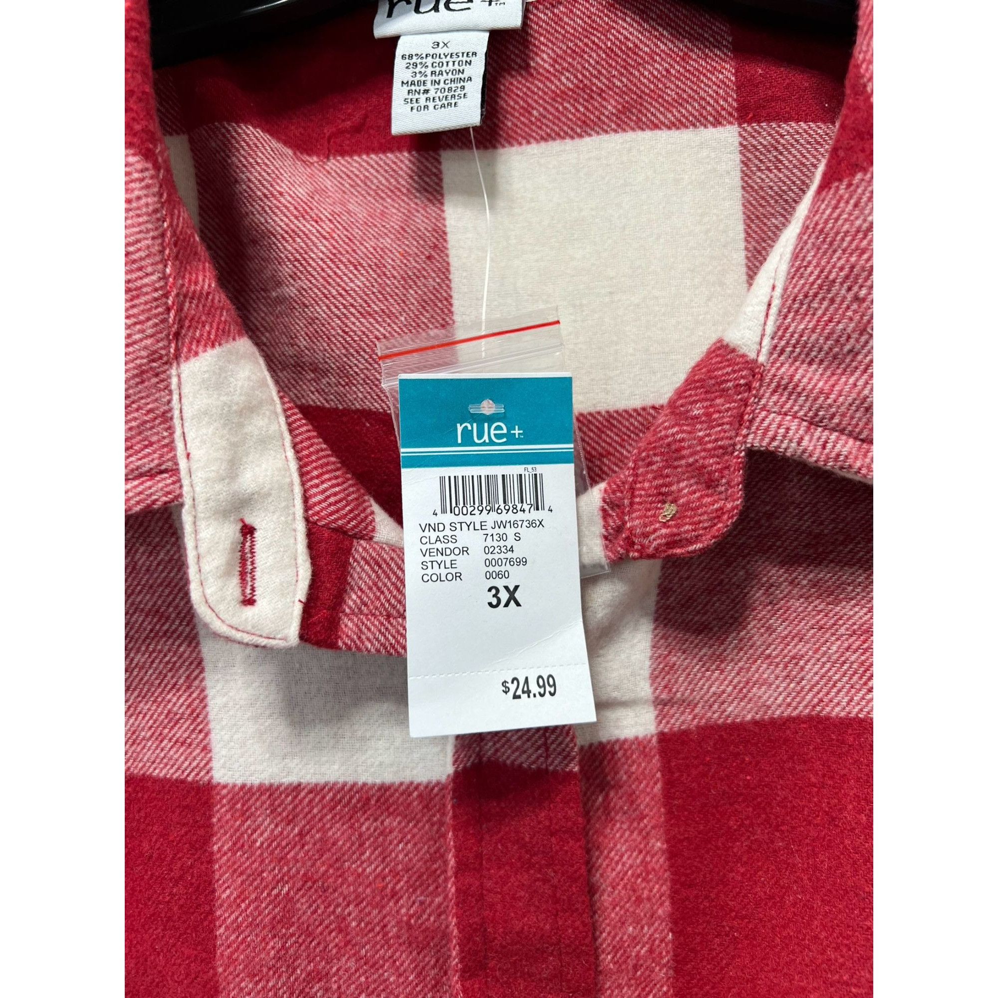 Other Rue + - Women's Long Sleeve Plaid Shirt - Red/White - 3X Size 3XL / US 20-22 - 8 Thumbnail