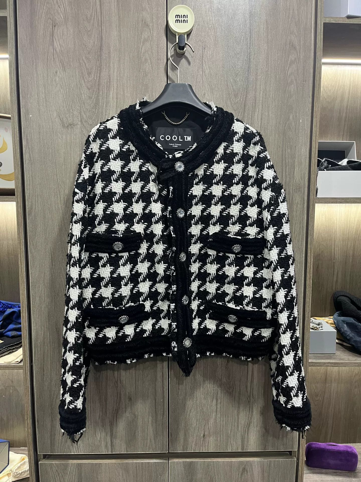 Other Black White Houndstooth Knit Coat Size M / US 6-8 / IT 42-44 - 1 Thumbnail