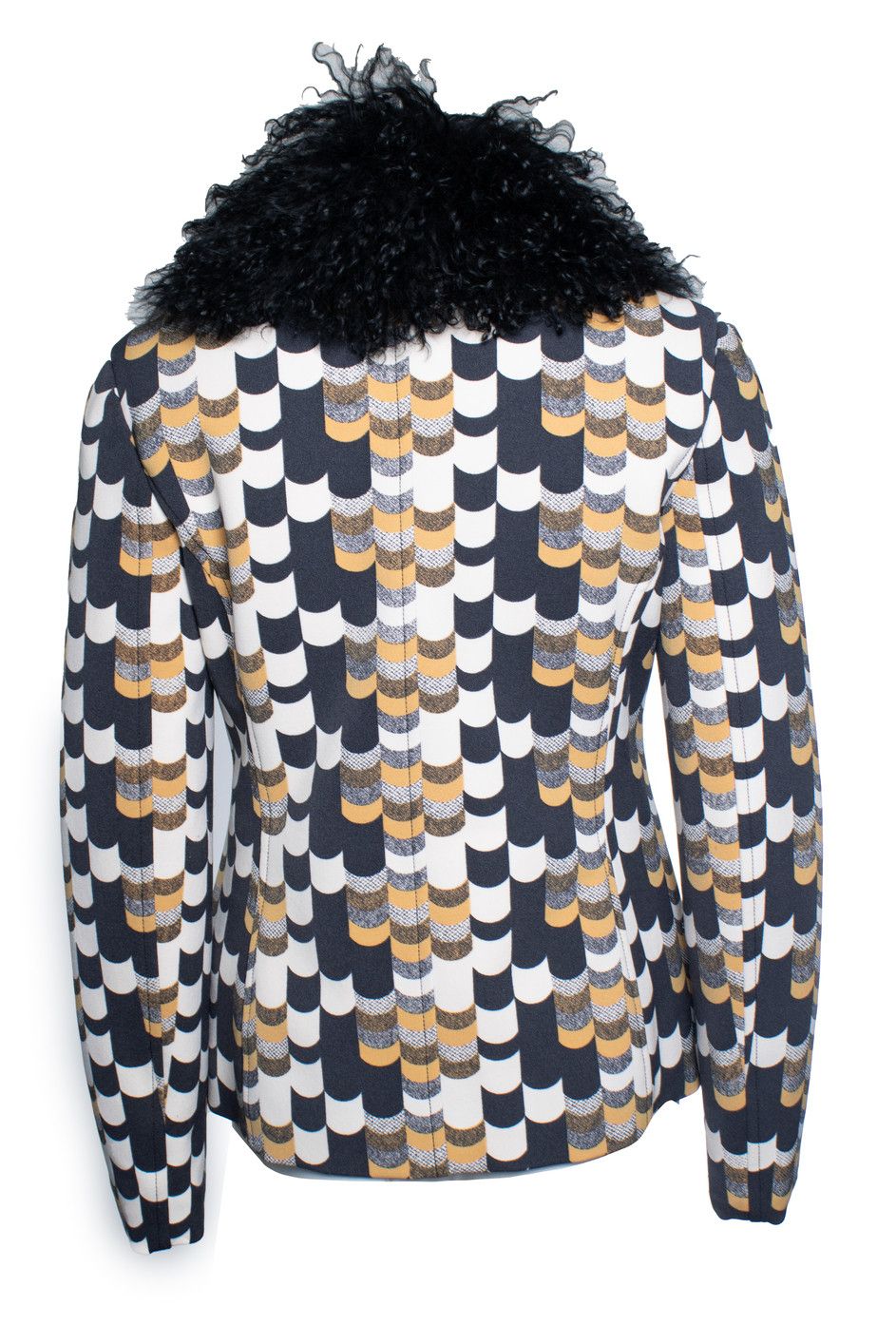 Prada Prada F/W 2014 Short yellow & black afghan coat Size S / US 4 / IT 40 - 3 Thumbnail