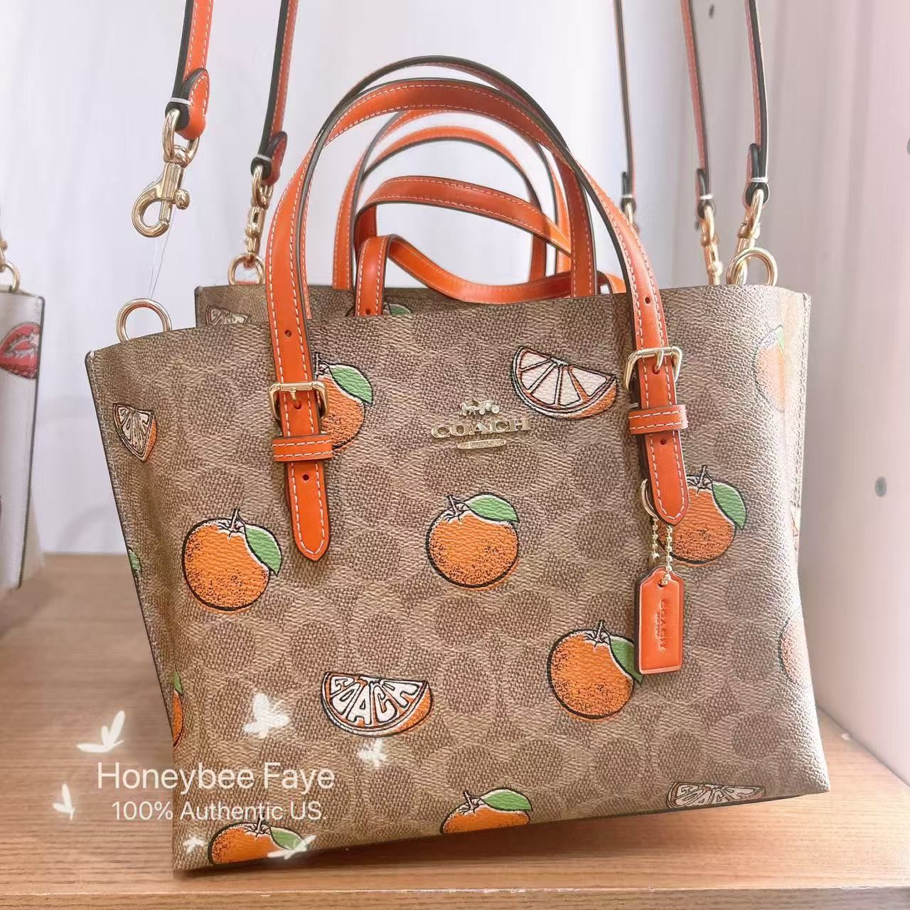 Coach Mollie Tote Bag 25 With Orange Print CBB55 Size ONE SIZE - 3 Thumbnail