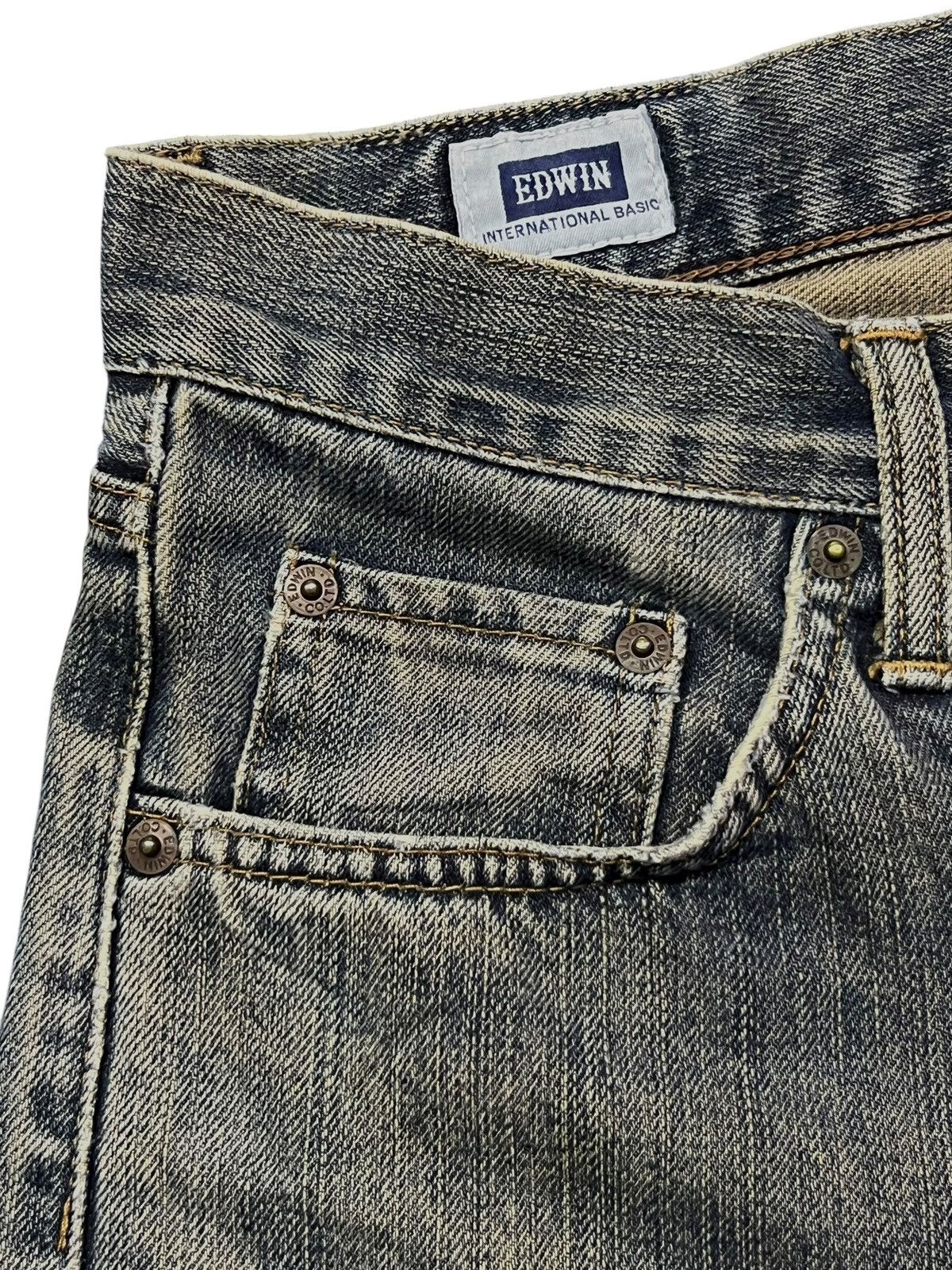 Edwin Vintage Exwin 403 Japan - Faded Mud Wash, Distressed Jeans Size US 31 - 8 Thumbnail