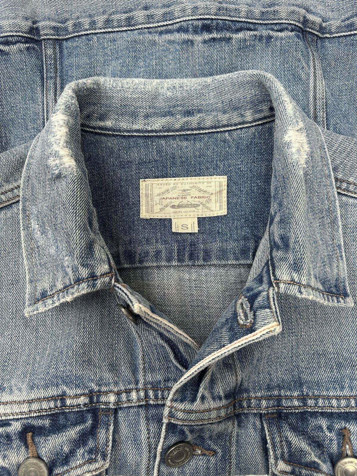 Allsaints ALLSAINTS Japanese Fabric Kiku Denim Trucker Jacket size S Size US S / EU 44-46 / 1 - 3 Thumbnail