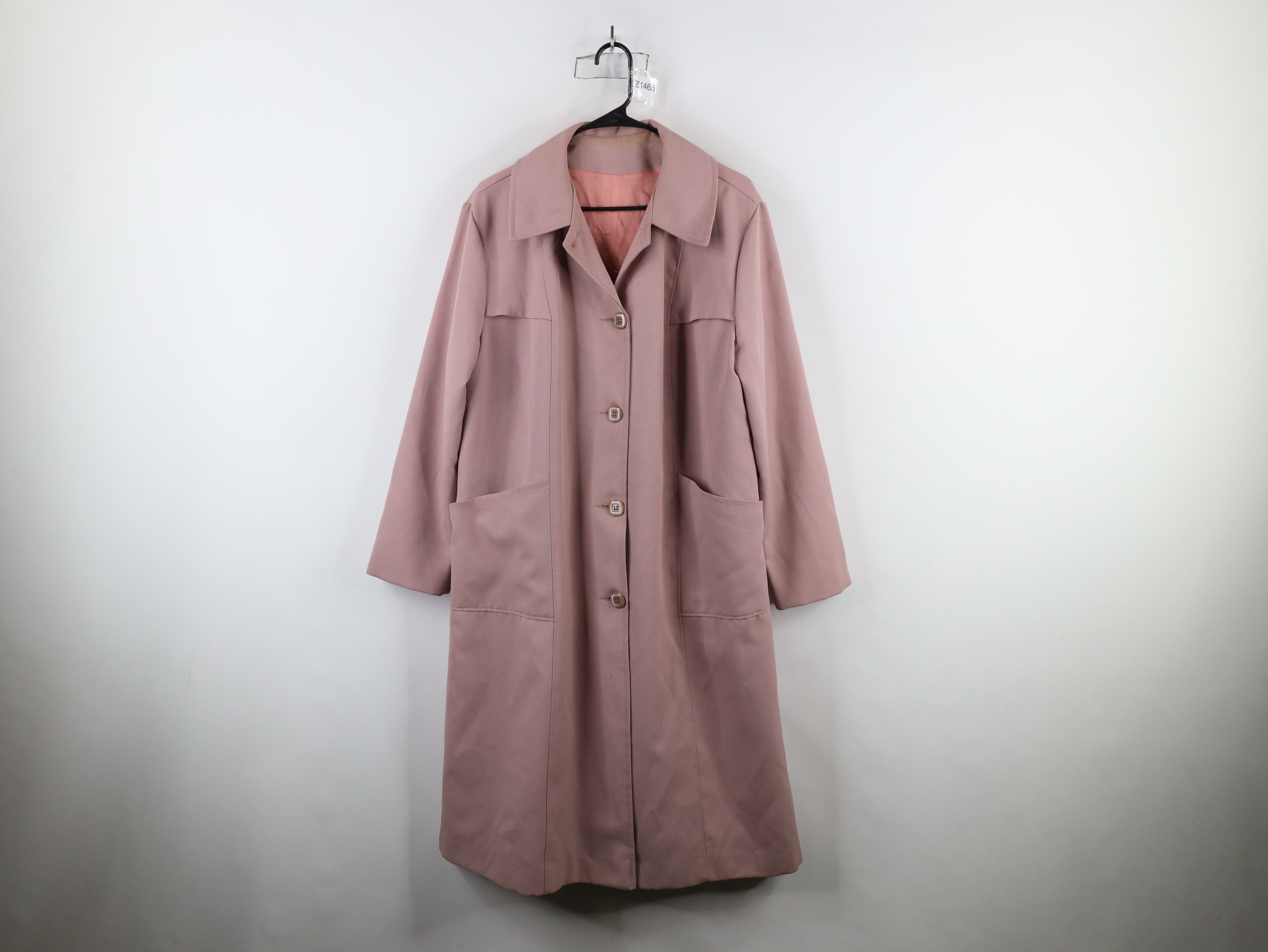 Vintage Vintage 70s Union Made Button Trench Coat Jacket Pink USA Size XL / US 12-14 / IT 48-50 - 1 Thumbnail