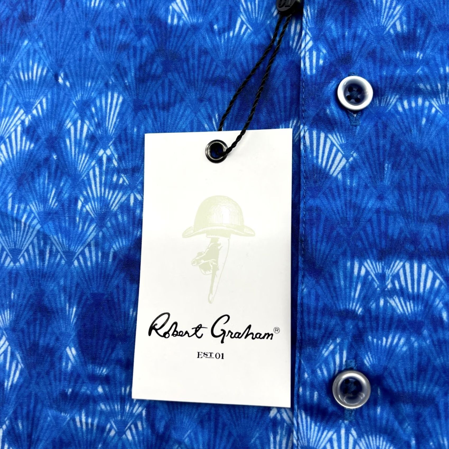 Robert Graham Robert Graham Lewisville Mens Button-Up Shirt Large Blue Casual Cotton Canvas Long Sleeve Buttons Mens Size US L / EU 52-54 / 3 - 4 Thumbnail