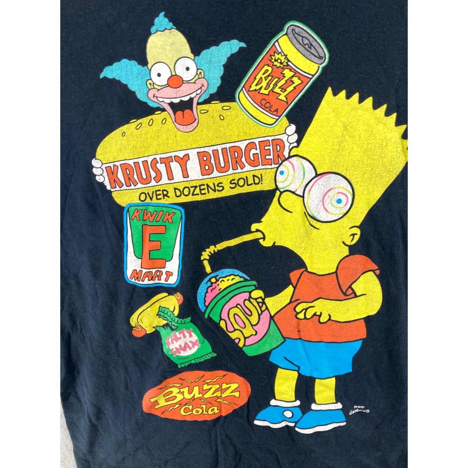 Vintage The Simpsons Mens TShirt Small Black Bart Krusty Burger Buzz Cola Size US S / EU 44-46 / 1 - 4 Thumbnail