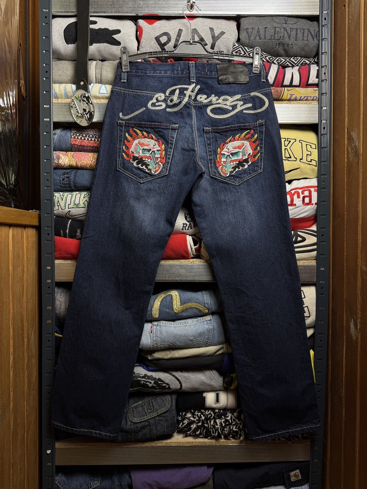 Christian Audigier “Skull Pockets” Ed Hardy Jeans Size US 32 / EU 48 - 1 Thumbnail