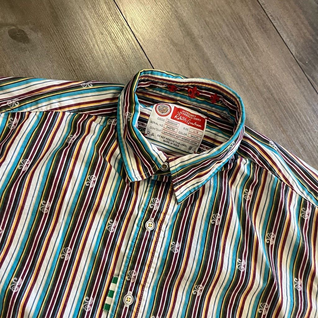 Robert Graham Robert Graham Stripe Casual Buttonup Shirt Men Large Bin J-2 Size US L / EU 52-54 / 3 - 2 Thumbnail