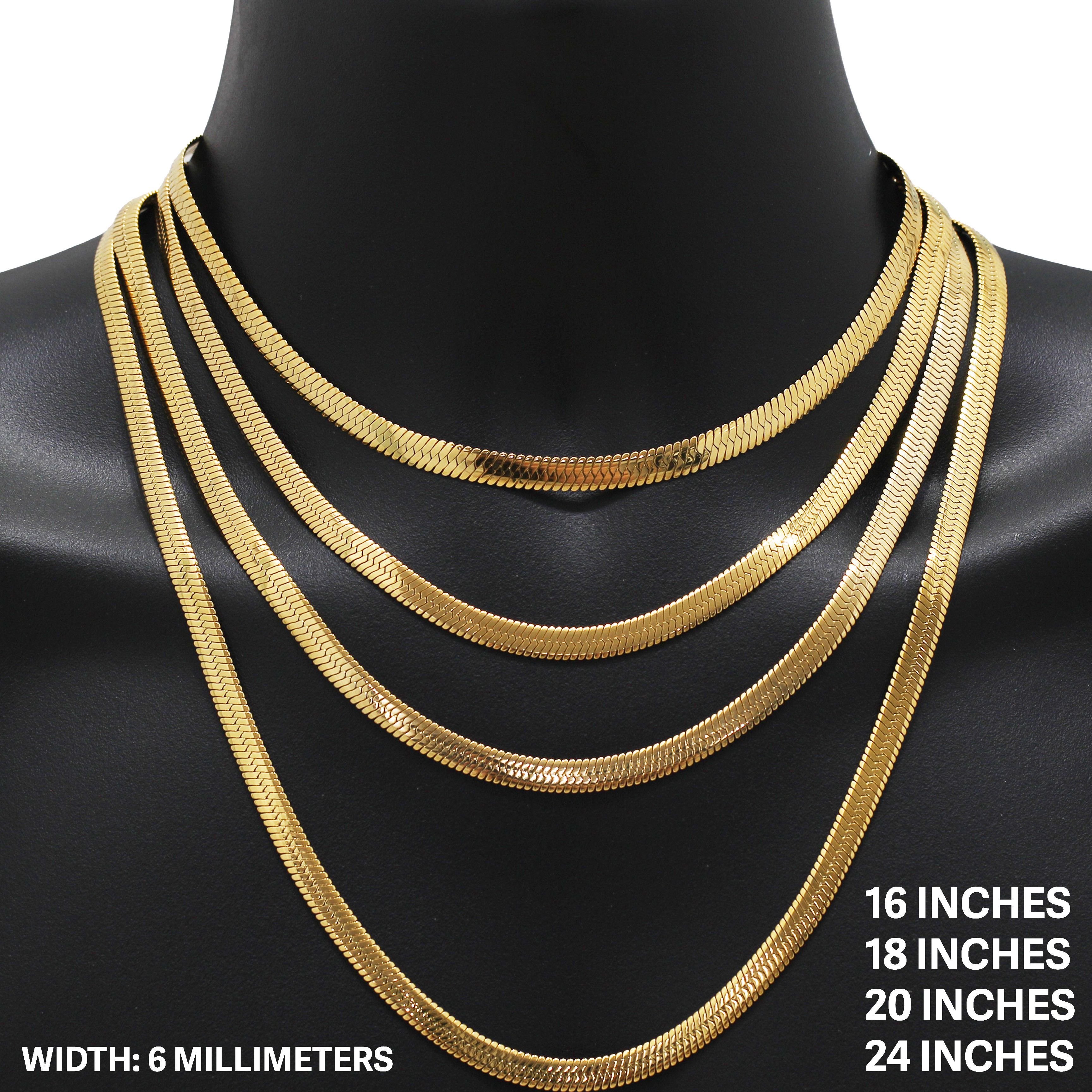 Other 316L SS 18k Gold Plated 6mm Herringbone Chain Necklace 24” Size ONE SIZE - 1 Thumbnail