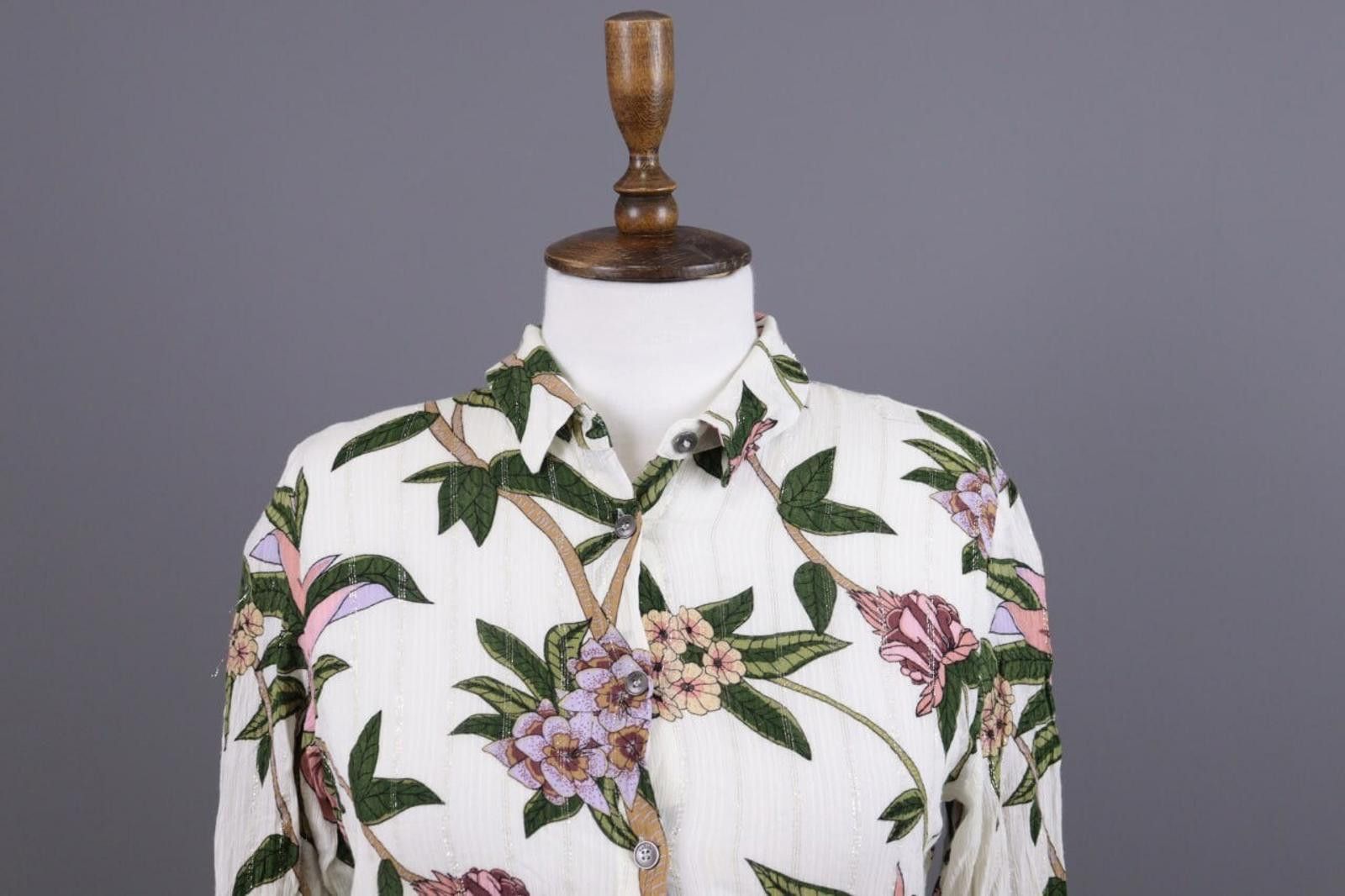 Wilkes Bashford BA&SH White Floral Printed Long Sleeve Blouse Shirt Size 0 Size XS / US 0-2 / IT 36-38 - 2 Thumbnail