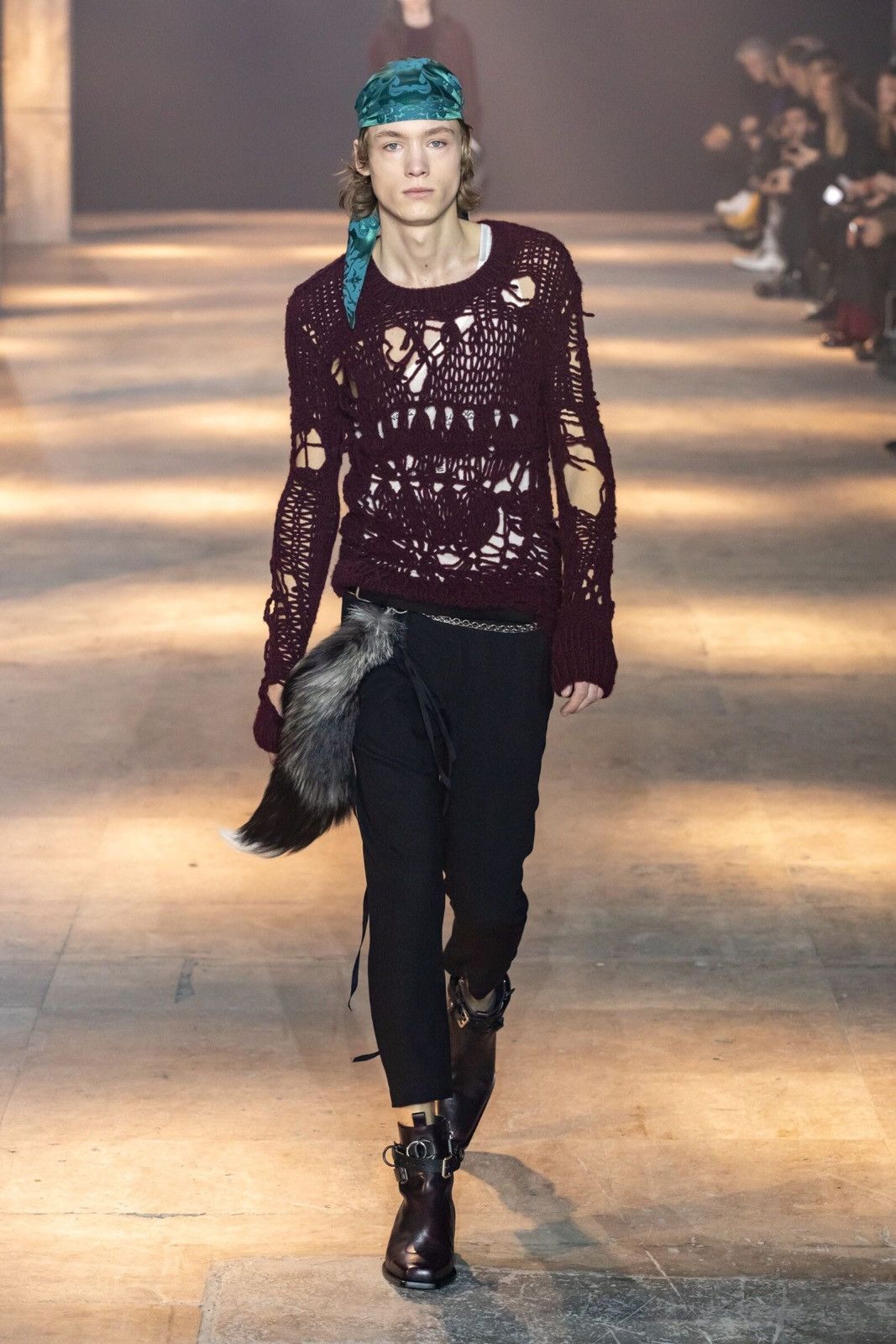 image of Ann Demeulemeester 19Aw Distressed Hand Knitted Sweater in Black, Men's (Size Medium)