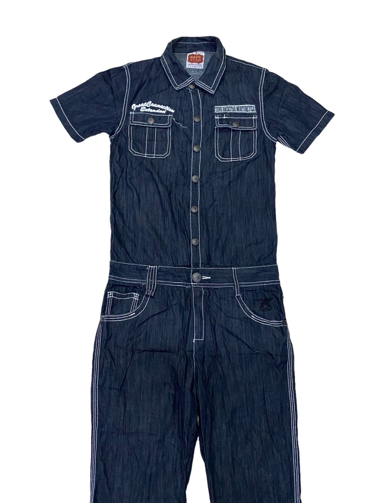 Japanese Brand 💥Vtg Japanese Brand Back Star Overalls Denim Size 34" / US 12 / IT 48 - 5 Thumbnail