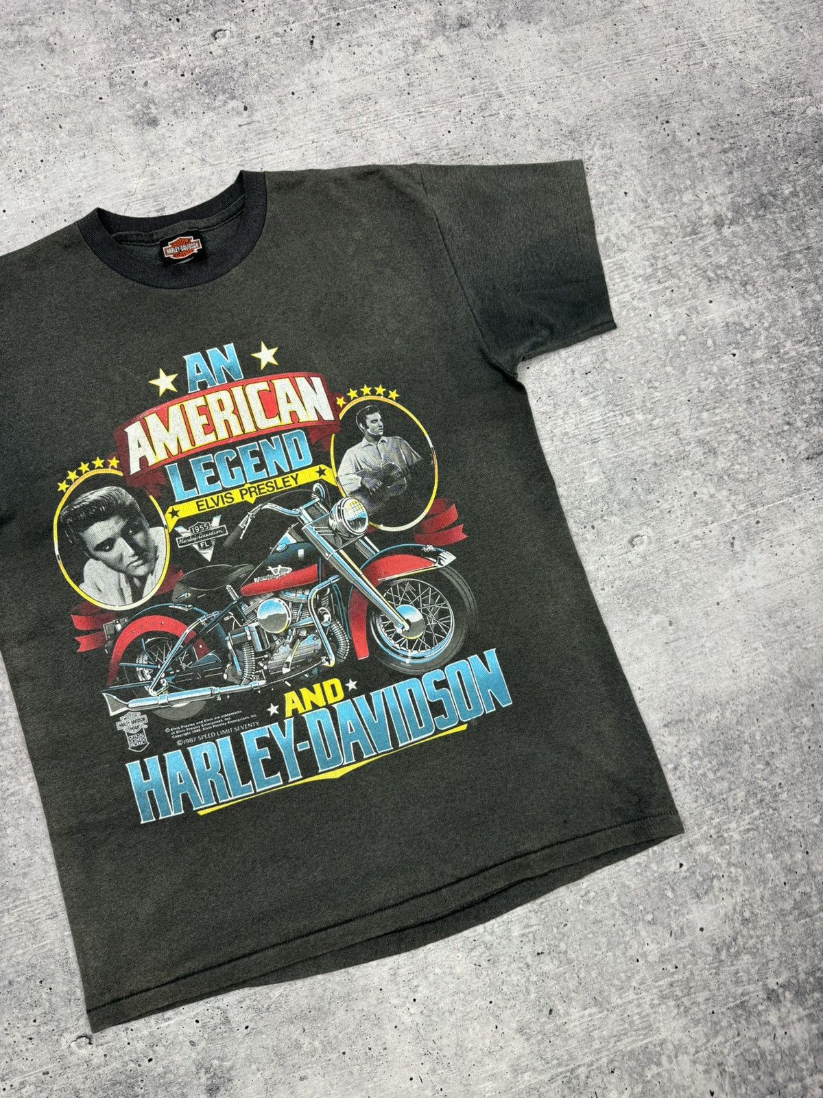 Band Tees × Harley Davidson × Vintage Vintage 80’s 1987 Harley-Davidson Elvis Presley T-Shirt Tee Size US L / EU 52-54 / 3 - 3 Thumbnail