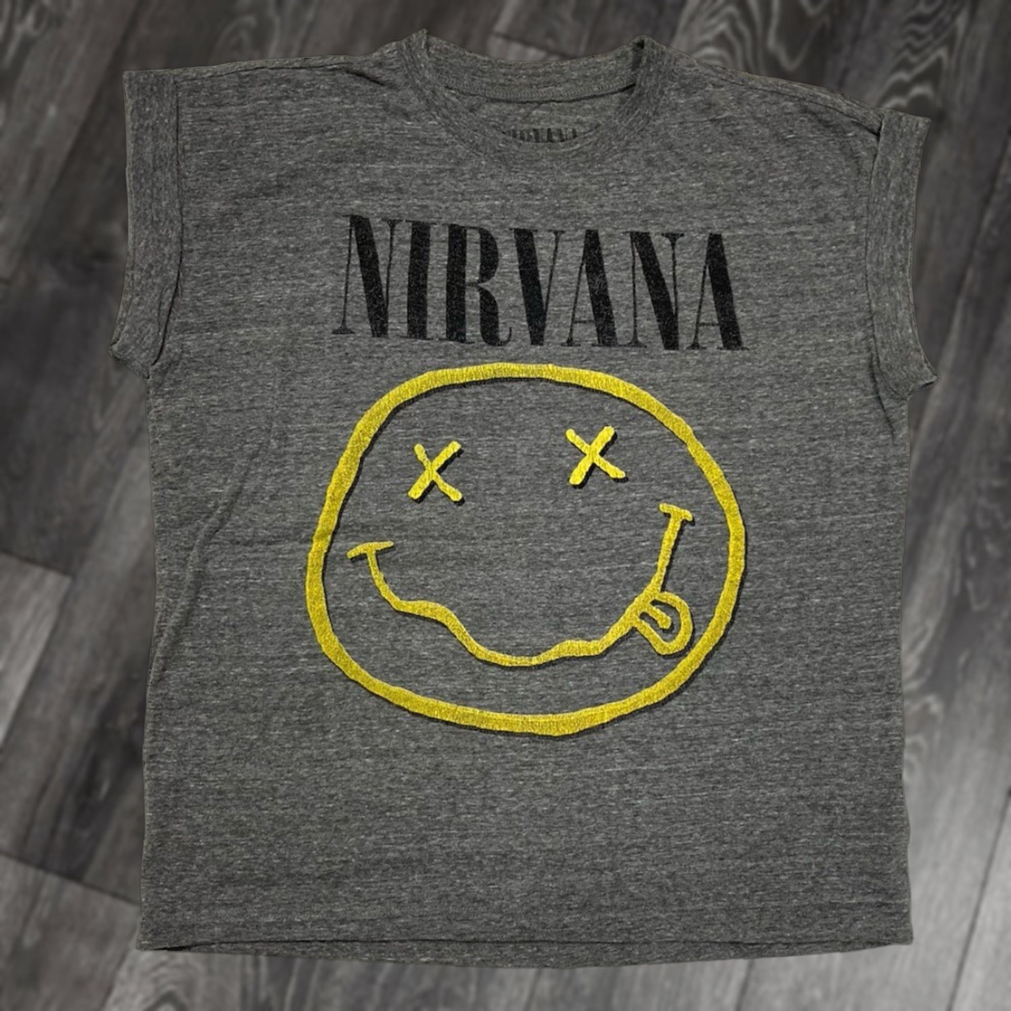 Logo 7 Nirvana T-Shirt Women's Small Gray Sleeveless Logo Crew Neck Cotton Polyester Casual Pop Music Shirt Size S / US 4 / IT 40 - 1 Thumbnail