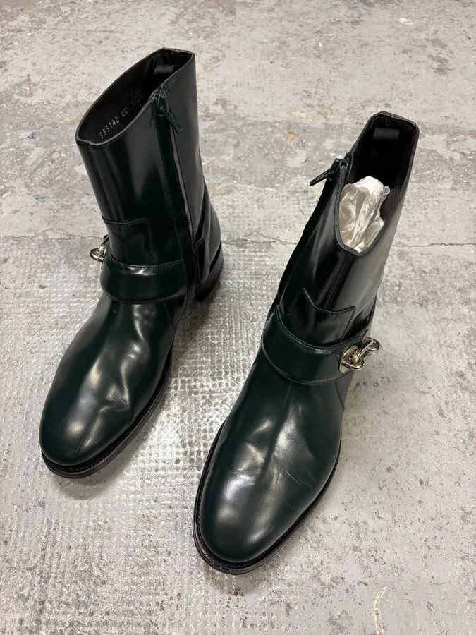 Balenciaga Balenciaga Dark Green Leather Ankle Boots Size US 7 / EU 40 - 3 Thumbnail