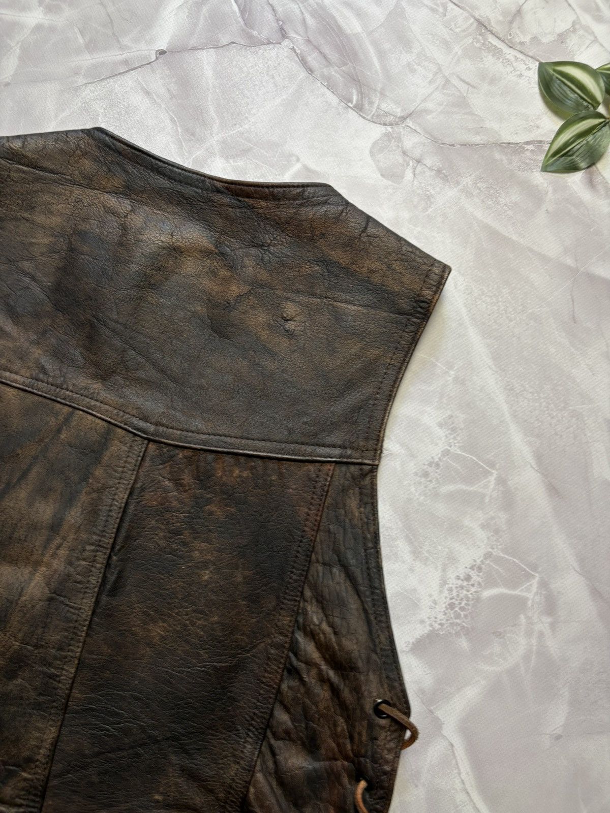 Cowboy Equipment Santa Fe Leather Vest Distressed Cowboy Western Lace-up Size M / US 6-8 / IT 42-44 - 10 Thumbnail