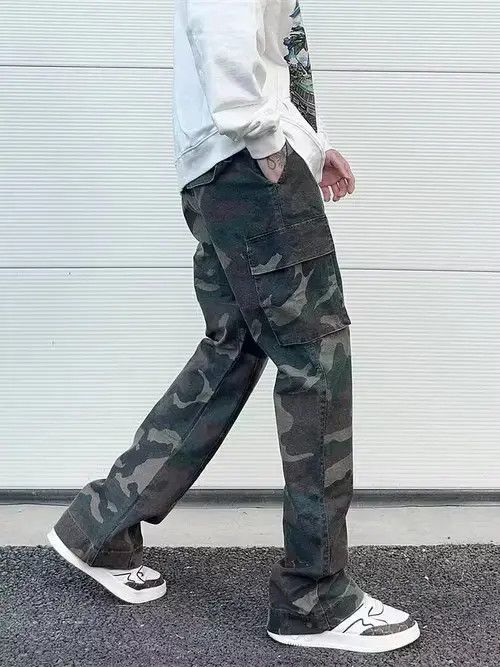 Jean camo cargo flare pants Size US 32 / EU 48 - 3 Thumbnail