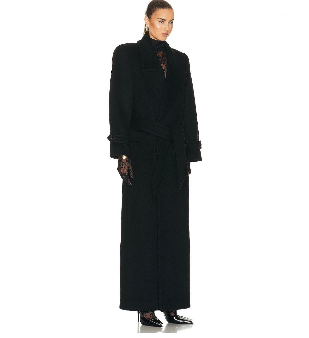Saint Laurent Paris Saint Laurent Oversized Belted Double-Breasted Wool Coat Size M / US 6-8 / IT 42-44 - 2 Thumbnail