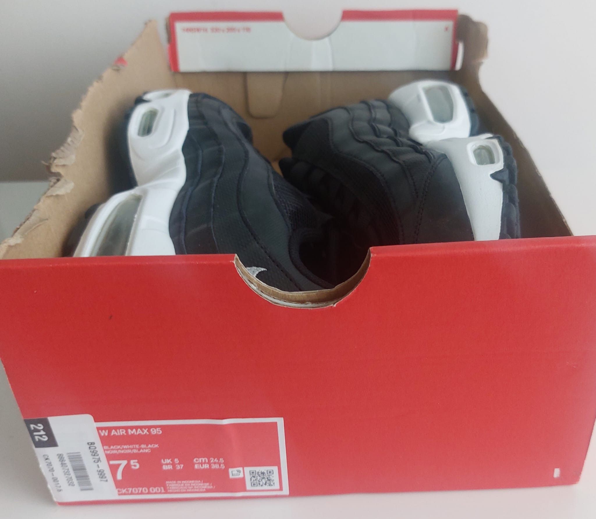 Nike Nike Air Max 95 Black White 2020 Size US 7.5 / IT 37.5 - 8 Thumbnail