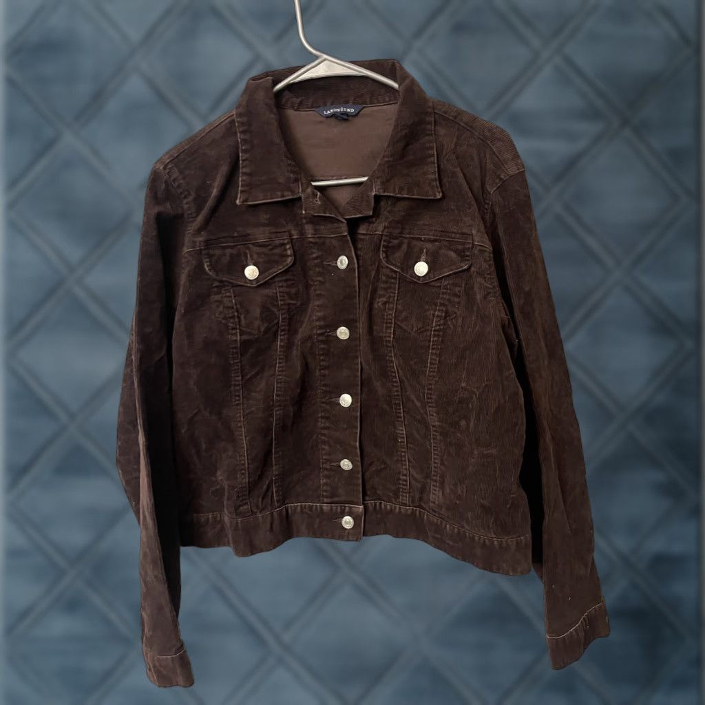 Lands' End VINTAGE Lands' End Brown Corduroy Jacket Womens Large L 14 / 16 Stretch Corduroy Casual Size 36" / US 14 / IT 50 - 1 Thumbnail