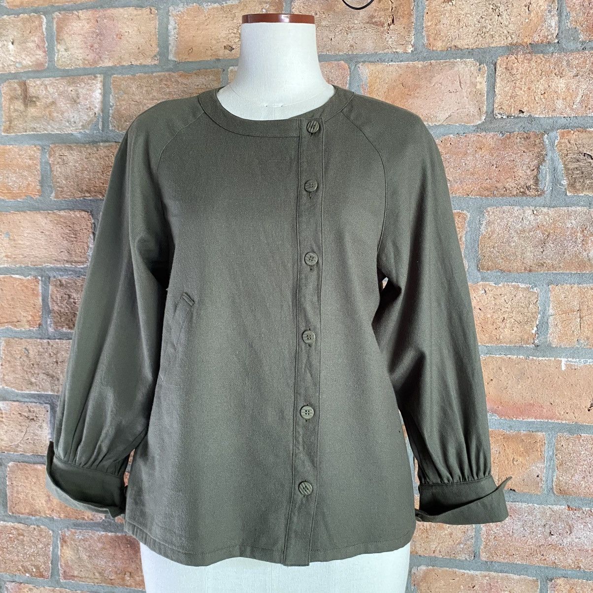 Karl Lagerfeld Karl Lagerfeld Khaki Asymmetrical Button Shirt Size M / US 6-8 / IT 42-44 - 18 Thumbnail