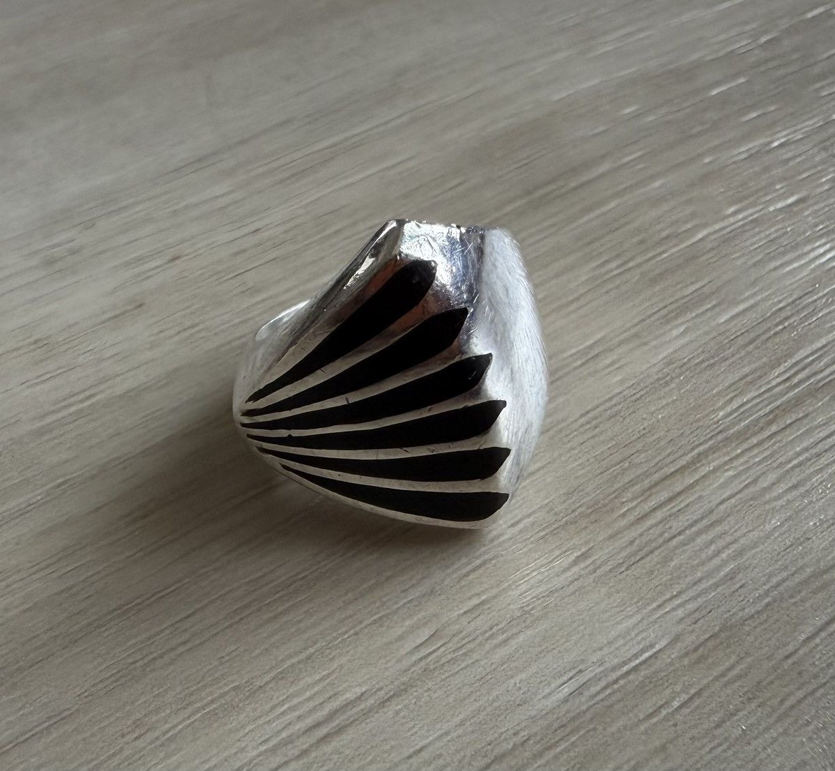 Vintage VTG Mid Century Sterling Silver Taxco Onyx Ring Sz 8.5 Size ONE SIZE - 5 Thumbnail