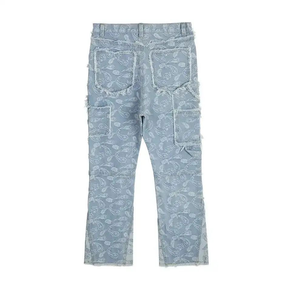 Japanese Brand Urban Cashew Flower Full Print Patchwork Baggy Flare Jeans Size US 32 / EU 48 - 6 Thumbnail