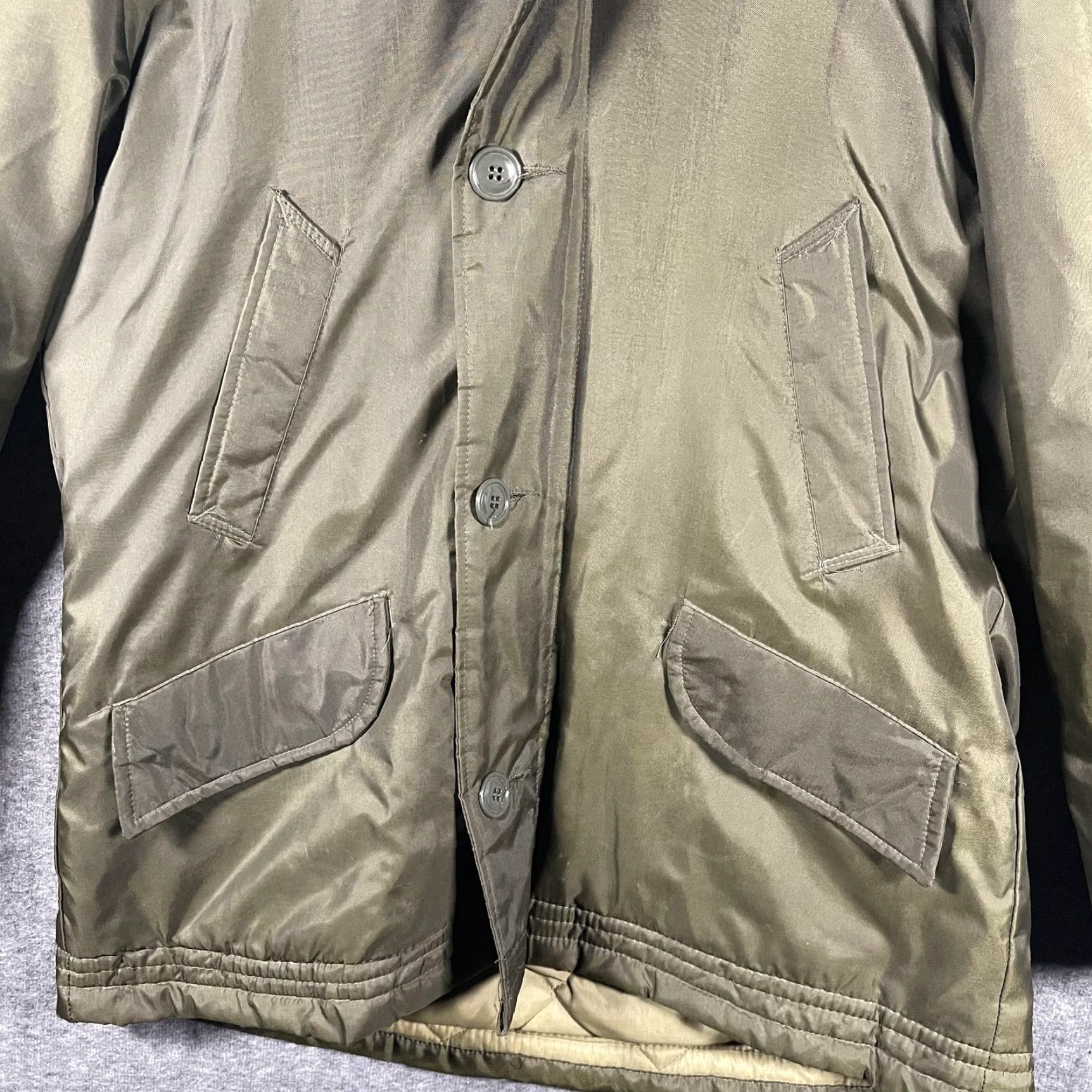 Olive VINTAGE Timber King Jacket Mens Large Olive Green Parka Hooded Quilt Lined YKK Size US L / EU 52-54 / 3 - 5 Thumbnail