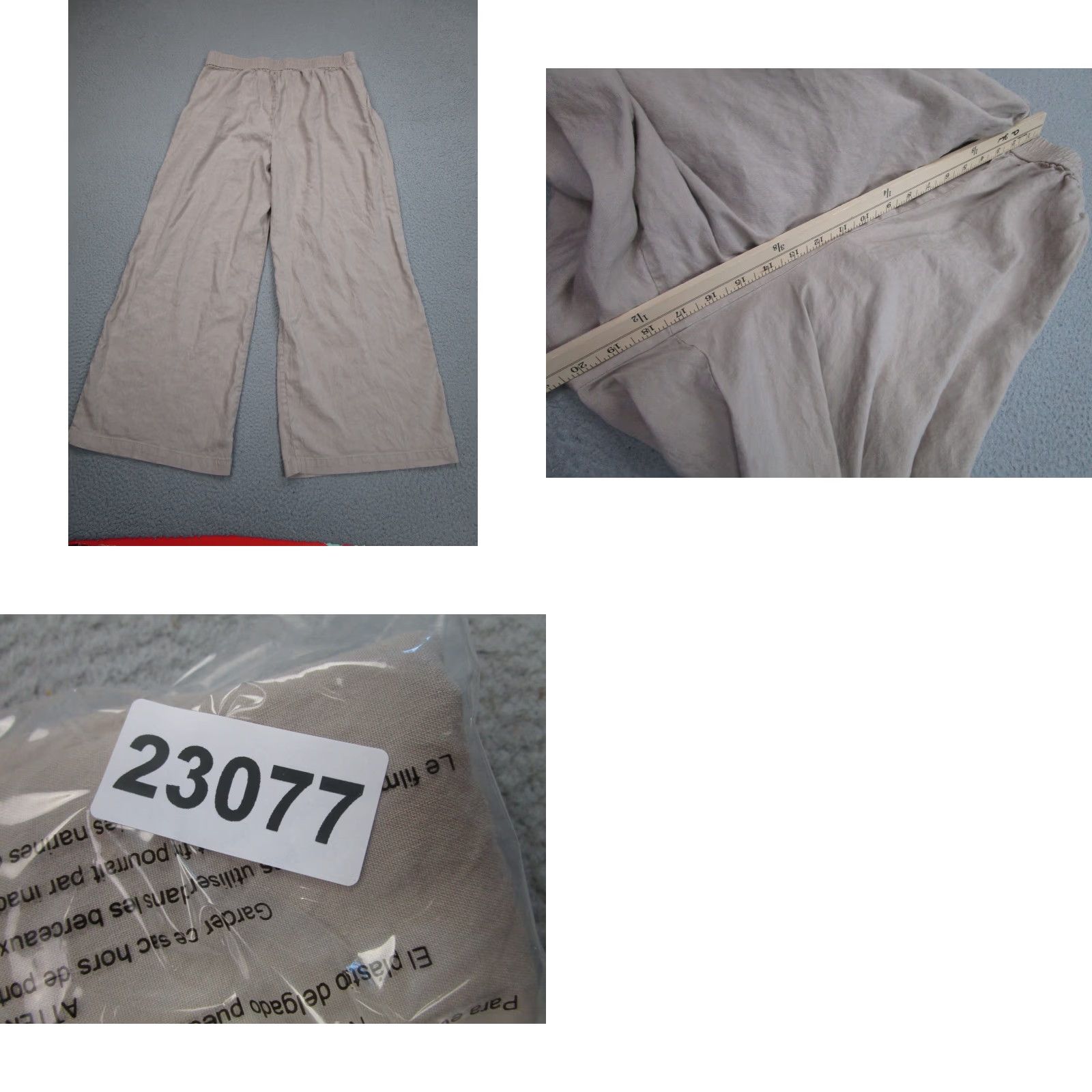Vintage Stretch Linen Pants Womens 16 Oatmeal Wide Leg Beach Coastal Resort Clean Girl Size 38" / US 16 / IT 52 - 9 Thumbnail