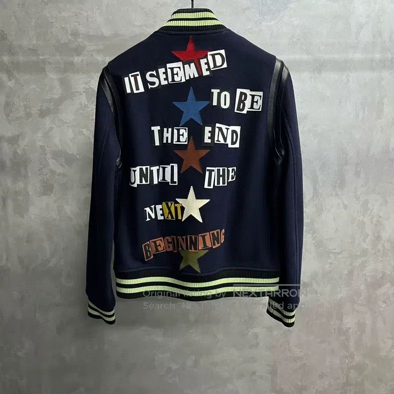 Valentino Valentino Blue letter appliqué single-breasted baseball je Size US S / EU 44-46 / 1 - 5 Thumbnail