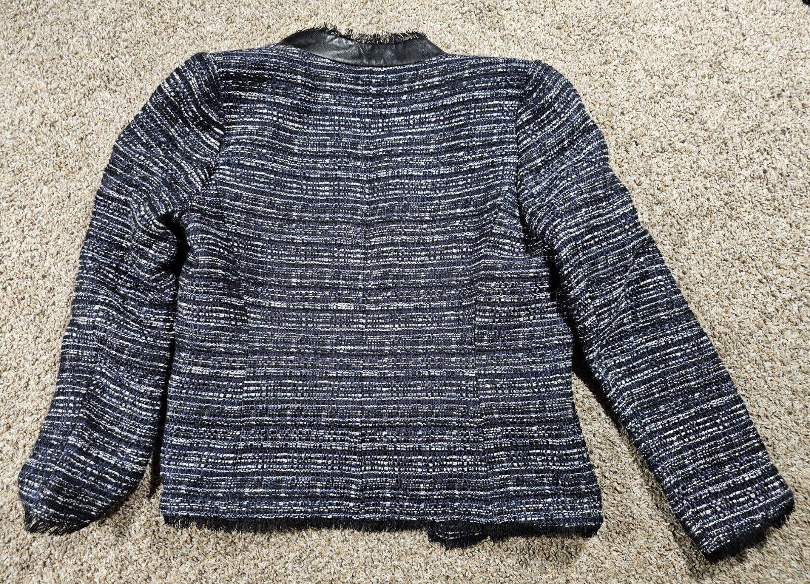 Designer Ivanka Trump Open Woven Tweed Blazer Jacket Raw Edge Hem 10 Size L / US 10 / IT 46 - 9 Thumbnail