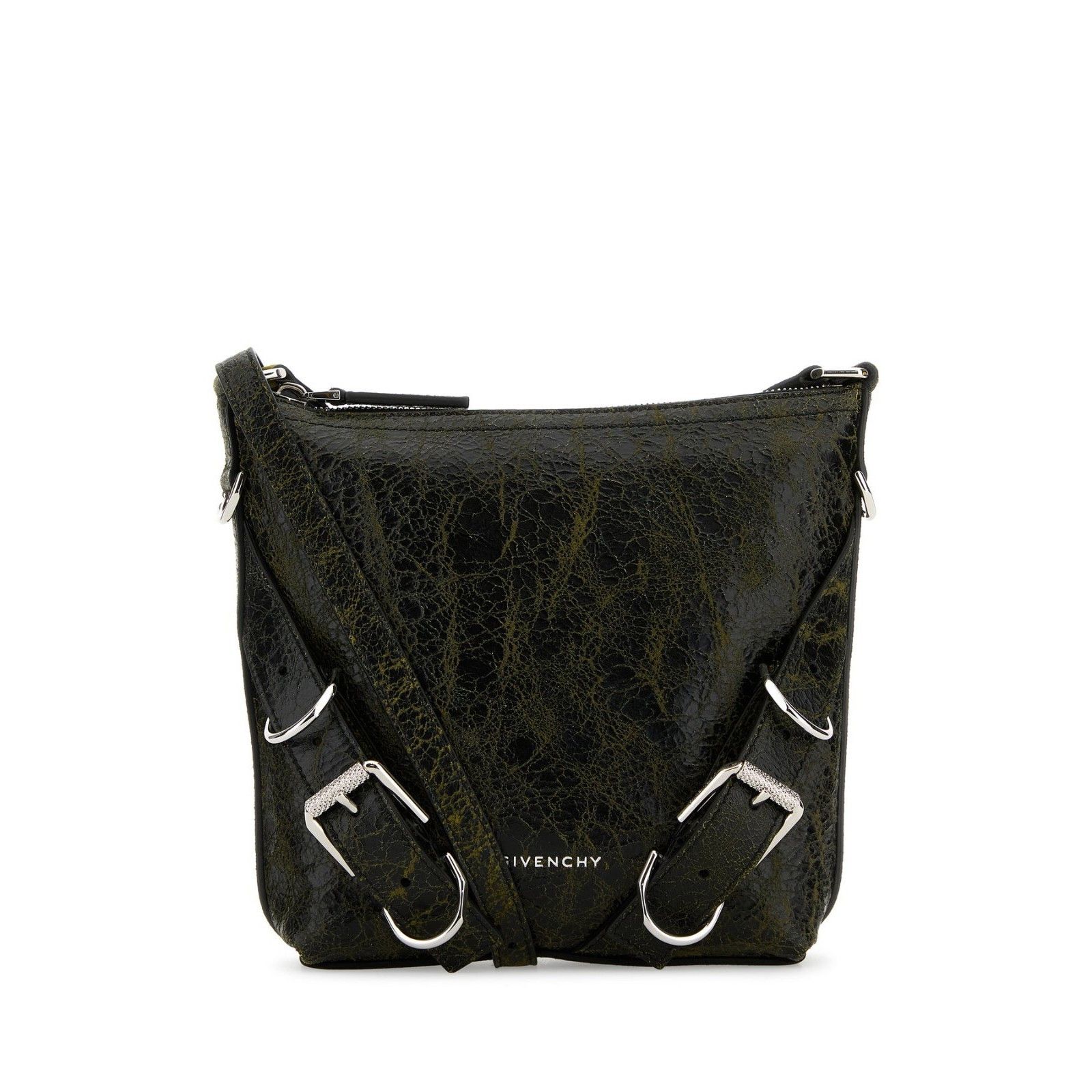GIVENCHY Voyou Two-Tone Black Leather Crossbody Bag New & Au
