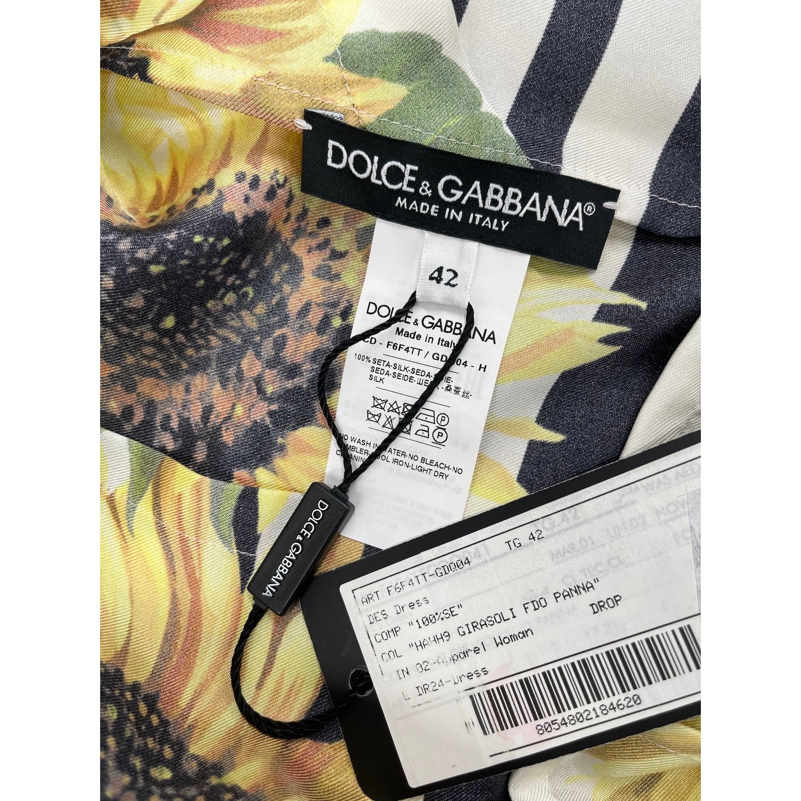 Dolce & Gabbana Dolce & Gabbana Yellow Floral Silk Twill Midi Dress IT 42 M Size M / US 6-8 / IT 42-44 - 7 Thumbnail