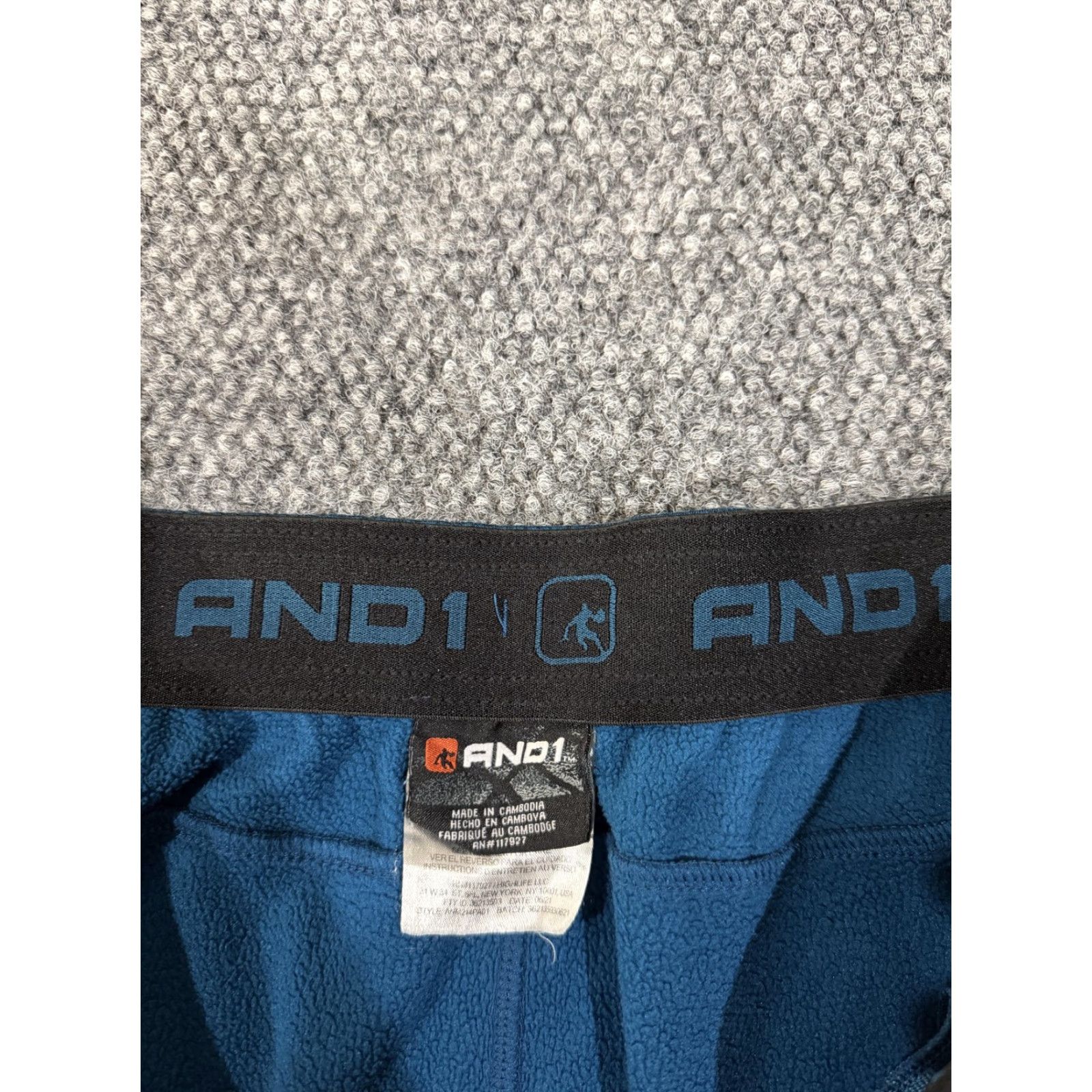 Vintage AND1 Sweatpants Pants Mens 2XL Blue Fleece Pockets Zip Elastic Drawstring Warm Winter Athletic Sports Size US 39 - 4 Thumbnail