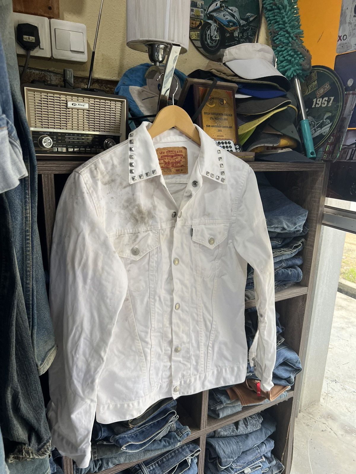 Levi's 🔥Punk Collar Levis Denim Jacket Size US S / EU 44-46 / 1 - 3 Thumbnail