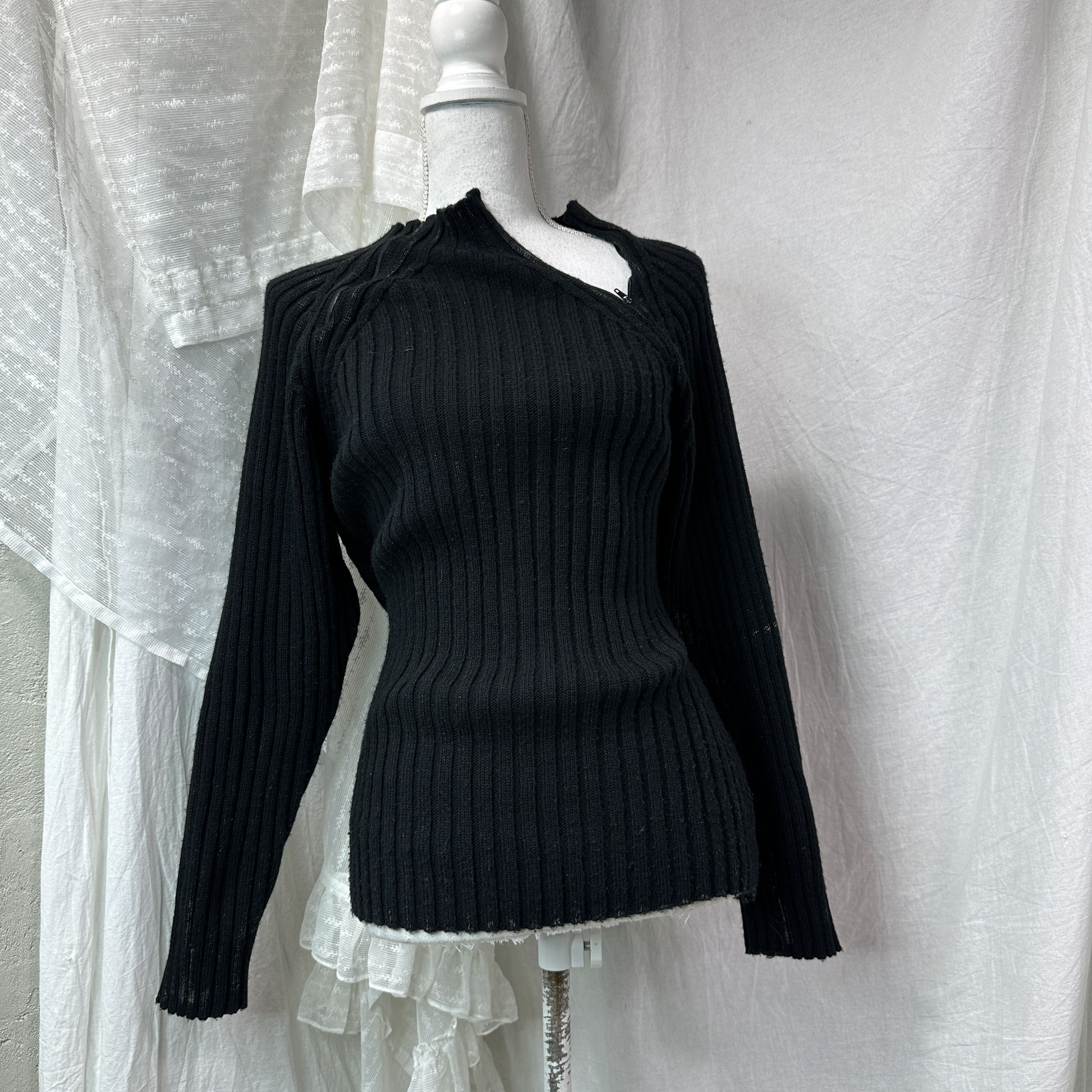 Vintage Vintage Ribbed Asymmetrical Zippers Sweater Y2K Size M / US 6-8 / IT 42-44 - 6 Thumbnail