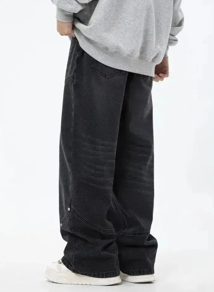 Japanese Brand Streetwear Casual Design Washed Black Loose Jeans Pants Size US 32 / EU 48 - 4 Thumbnail