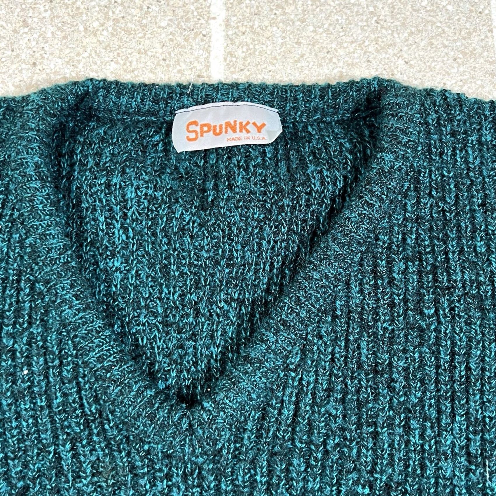 Vintage VINTAGE Spunky Womens 90s V-Neck Knit Aqua Sweater Pullover Size S Size S / US 4 / IT 40 - 4 Thumbnail